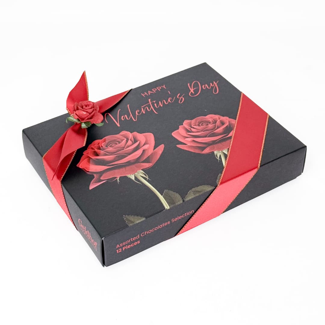 Valentine's Rose Chocolate Box - 12 Pieces